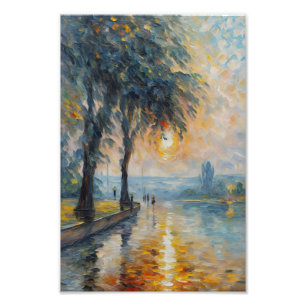 Impression Photo Serene Sunset by Water Impressionist Paysage Art