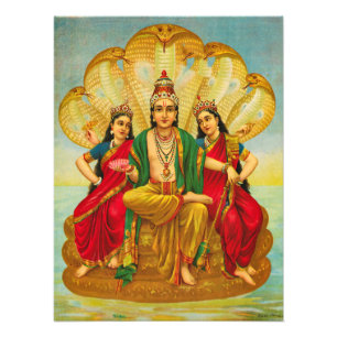 Impression Photo Sesha Narayana, Roi des Nagas par Raja Ravi Varma