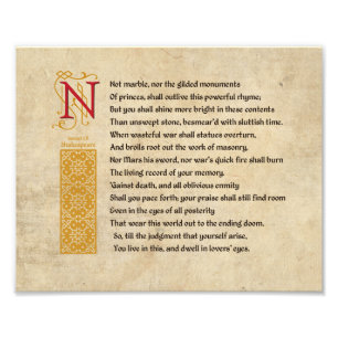 Impression Photo Shakespeare Sonnet 55 (LV) sur Parchemin