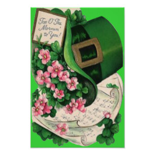 Impression Photo Shamrock Fleur Leprechaun Casquette Partition Musi