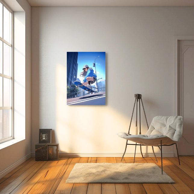 Impression Photo 【SHOP限定イラスト】スケボーJKポスター Poster｜寿司娘 GenerativeAI (Créateur téléchargé)