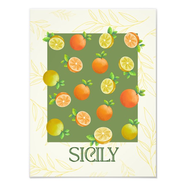 Impression Photo Sicile Citrus Wall Art Italien Orange & Lemon (Devant)