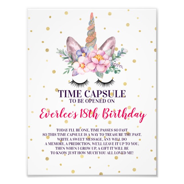 Impression Photo Signe de la capsule du premier anniversaire | Face (Devant)