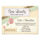 Signe publicitaire à coudre, boutons et ruban