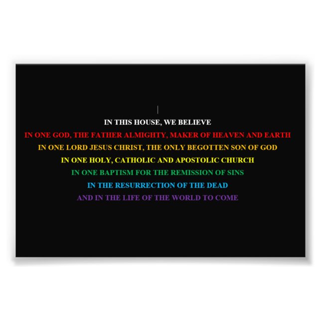 Impression Photo Signer avec le Credo Nicene abrégé. (Devant)