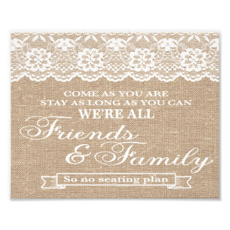 Impression Photo Signes mariages - Burlap & Lace - Freinds & Family