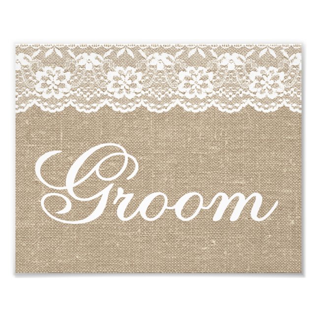 Impression Photo Signes mariages - Burlap & Lace - Groom - (Devant)