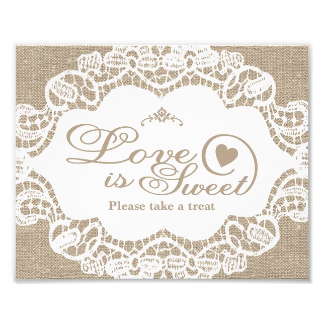 Impression Photo Signes mariages - Burlap & Lace - L'amour est doux (Devant)