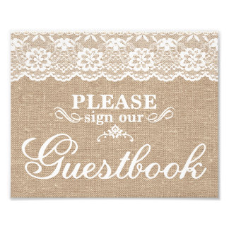Impression Photo Signes mariages - Burlap & Lace - Livre d'or -