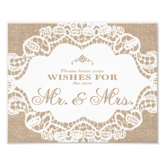 Impression Photo Signes mariages - Burlap & Lace - Voeux -
