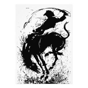 Impression Photo Silhouette artistique dynamique de rodéo cowboy