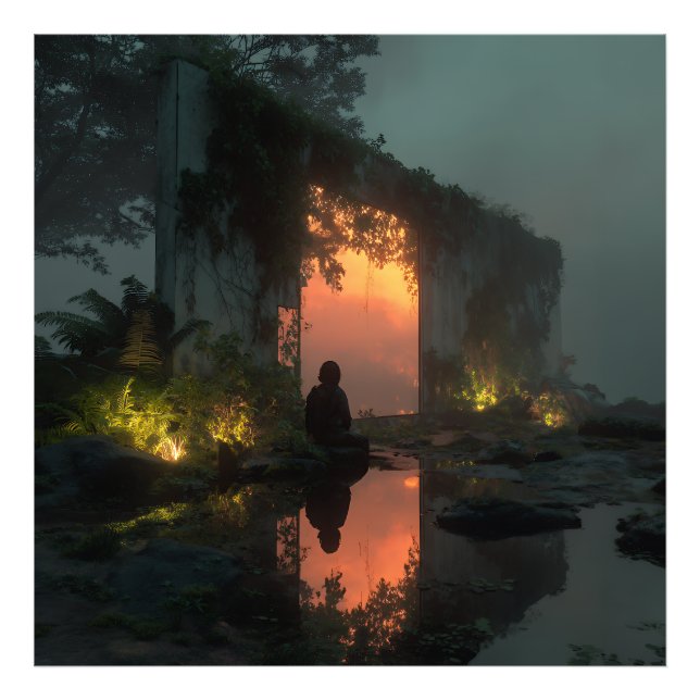 Impression Photo Silhouette Before Fiery Ruin Sunset (Devant)