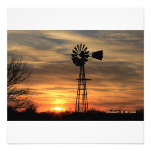 Impression Photo Silhouette de moulin à vent du Kansas