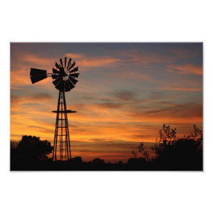 Impression Photo Silhouette du moulin à vent