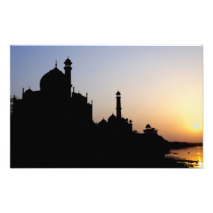 Impression Photo Silhouette du Taj Mahal au coucher du soleil, Agra