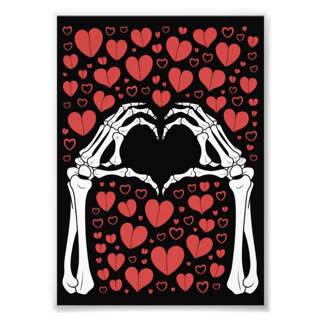 Impression Photo Skeleton Coeur main Valentines Jour Amour drôle (Devant)