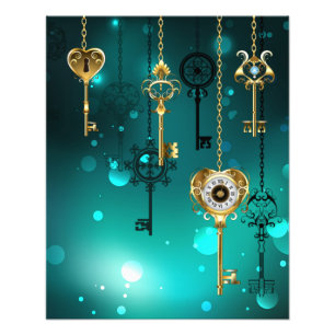 Impression Photo Skeleton Keys on Green Background
