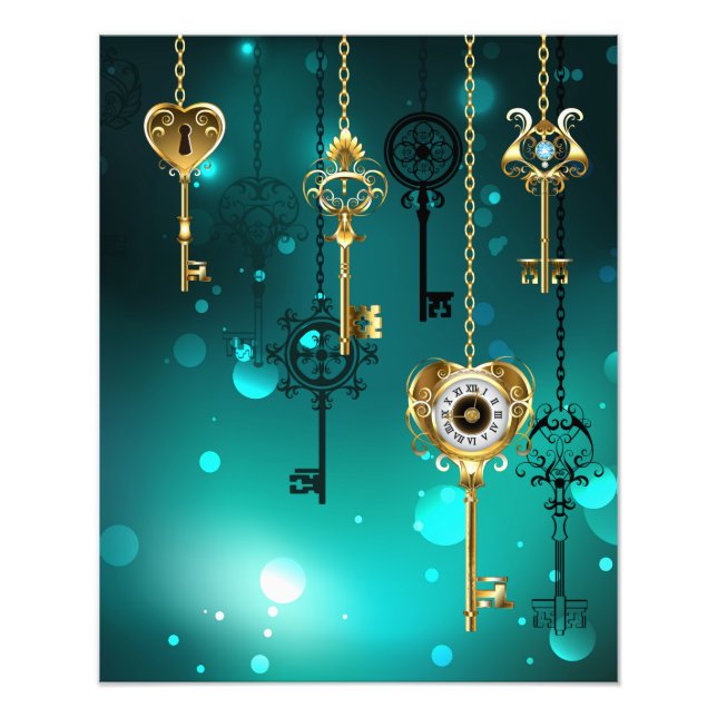 Impression Photo Skeleton Keys on Green Background (Devant)