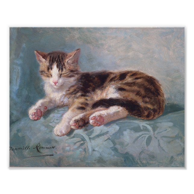 Impression Photo Sleepy Kitten par Henriette Ronner-Knip (Devant)