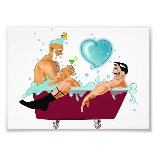 Impression Photo SlipperyJoe's deux gays hommes aiment la baignoire (Devant)