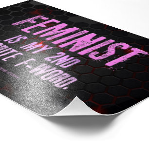 Impression Photo SlipperyJoe's féministe f-word brillant rouge 3-D