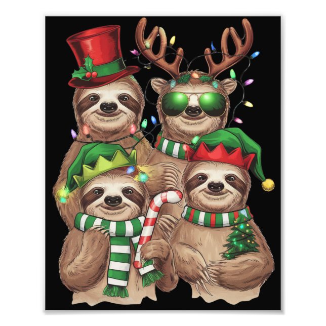 Impression Photo Sloth Christmas Joyeux Slothmas Sloth Lover Cadeau (Devant)