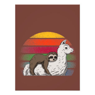 Impression Photo Sloth et Llama équitation au coucher du soleil Boh
