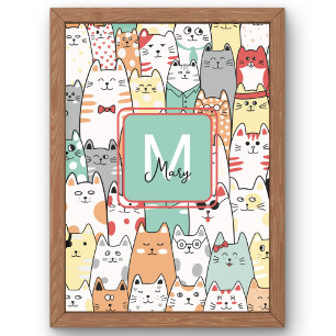 Impression Photo Soeur Anniversaire Chat Kitties Nom Monogramme Enf