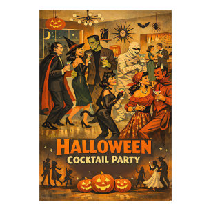 Impression Photo Soirée Martini Halloween Rétro Milieu de Siècle 50