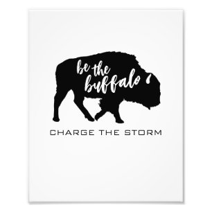 Impression Photo Sois la silhouette de Buffalo charge la tempête