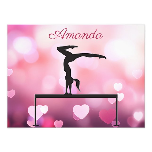 Impression Photo Solde de gymnastique Coeurs rose poutre (Devant)