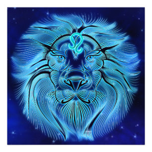 Impression Photo Soyez un roi, soyez un lion, bleu, signe du zodiaq