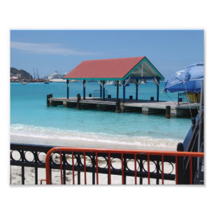 Impression Photo St. Thomas, Bateau de croisière en Arrière - plan,