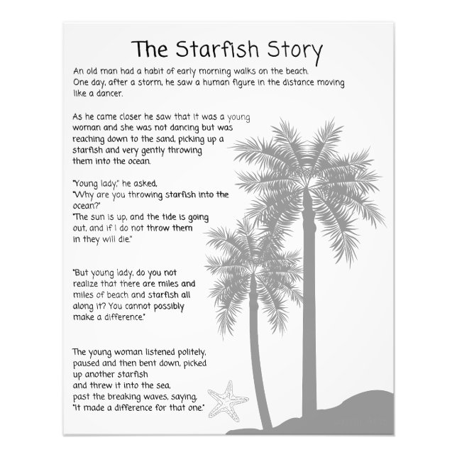Impression Photo Starfish Story, Starfish Throver, Starfish Poem (Devant)