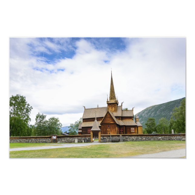 Impression Photo Stave church à Lom, Norvège (Devant)