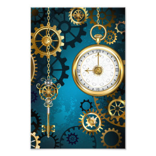 Impression Photo Steampunk Arrière - plan turquoise avec Gears