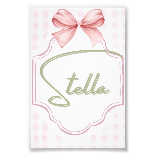Impression Photo Stella personnalisée Baby Girl Nursery Bow&En vich (Devant)
