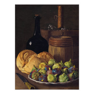 Impression Photo Still Life with Figs and Bread de Luis Melendez