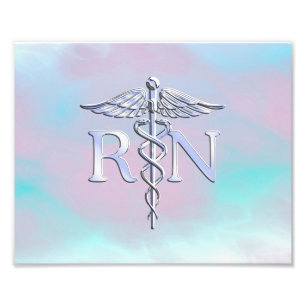 Impression Photo Style Argent RN Caduceus Médicale Mère Pearl