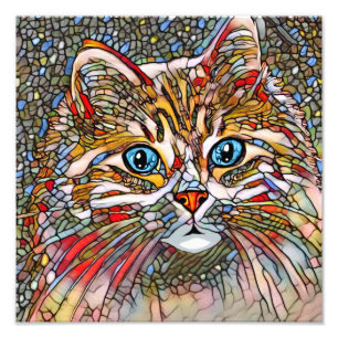 Impression Photo Style mosaïque multicolore Chat 699 art numérique