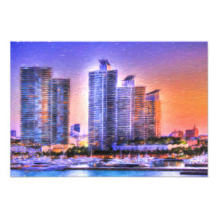 Impression Photo Sunrise de Miami Skyline