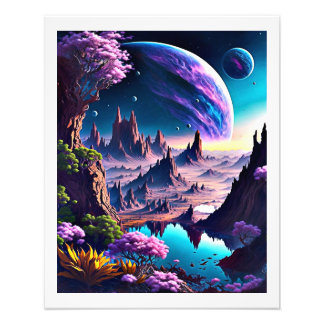 Impression Photo Superbe espace par défaut avec planètes mystiques 
