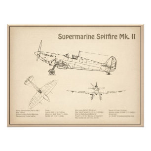 Impression Photo Supermarine Spitfire - Plan directeur de l'avion S