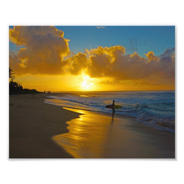 Impression Photo Surfer au lever du soleil (Devant)