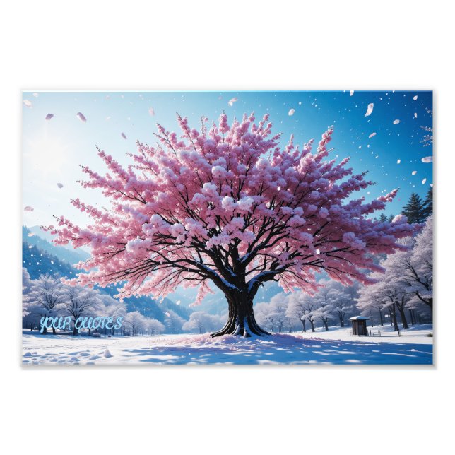 Impression Photo Surreal Cherry Blossom Tree in Snowy Landscape (Devant)