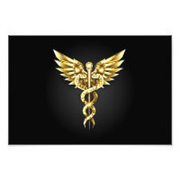 Symbole caducee polygonale en or