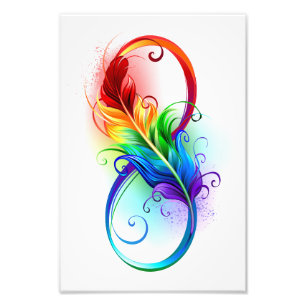 Impression Photo Symbole d'infini avec plume arc-en-ciel