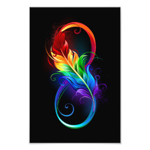Impression Photo Symbole d'infini avec plume arc-en-ciel