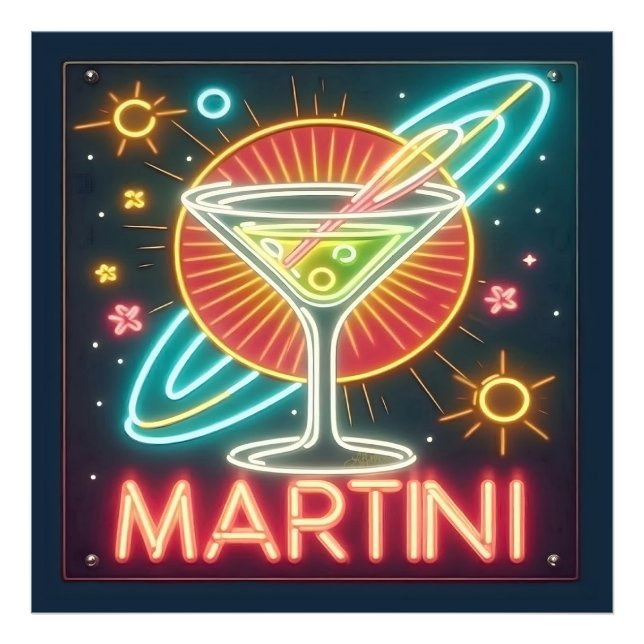 Impression Photo SYMBOLE NEON MARtini DU MILIEU DU SIÈCLE (Devant)