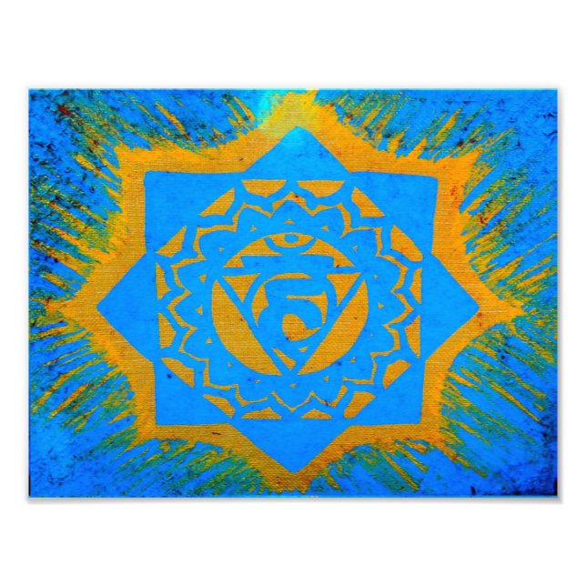 Impression Photo symbole tantrique tibétain bleu or (Devant)